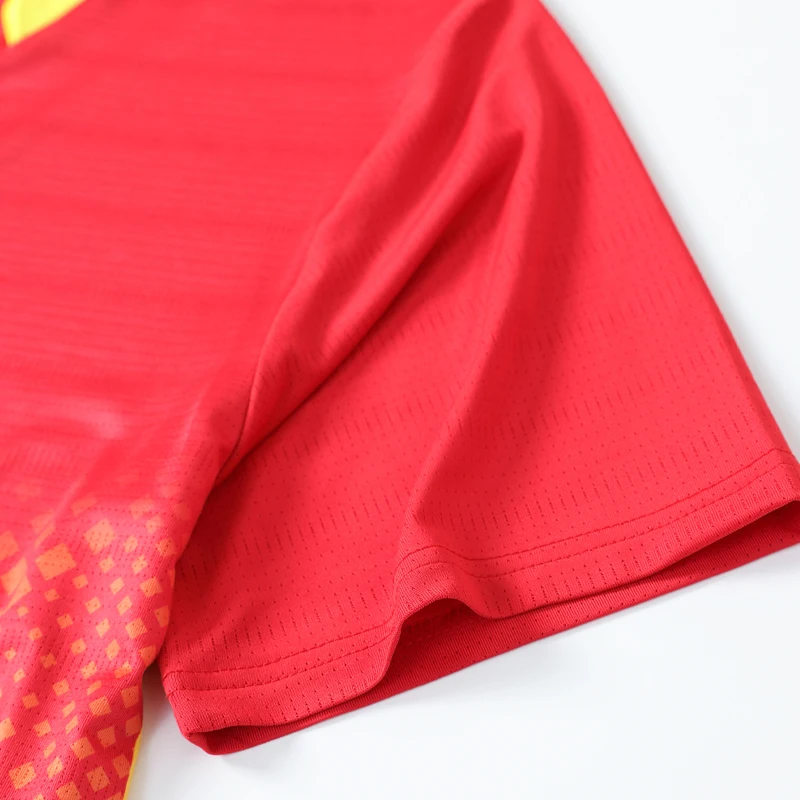Men Badminton Short Sleeve Brand Training Team Sport Shirts Quick Dry V-collar Volleyball Shirts Breathable Table Tennis T-shirt