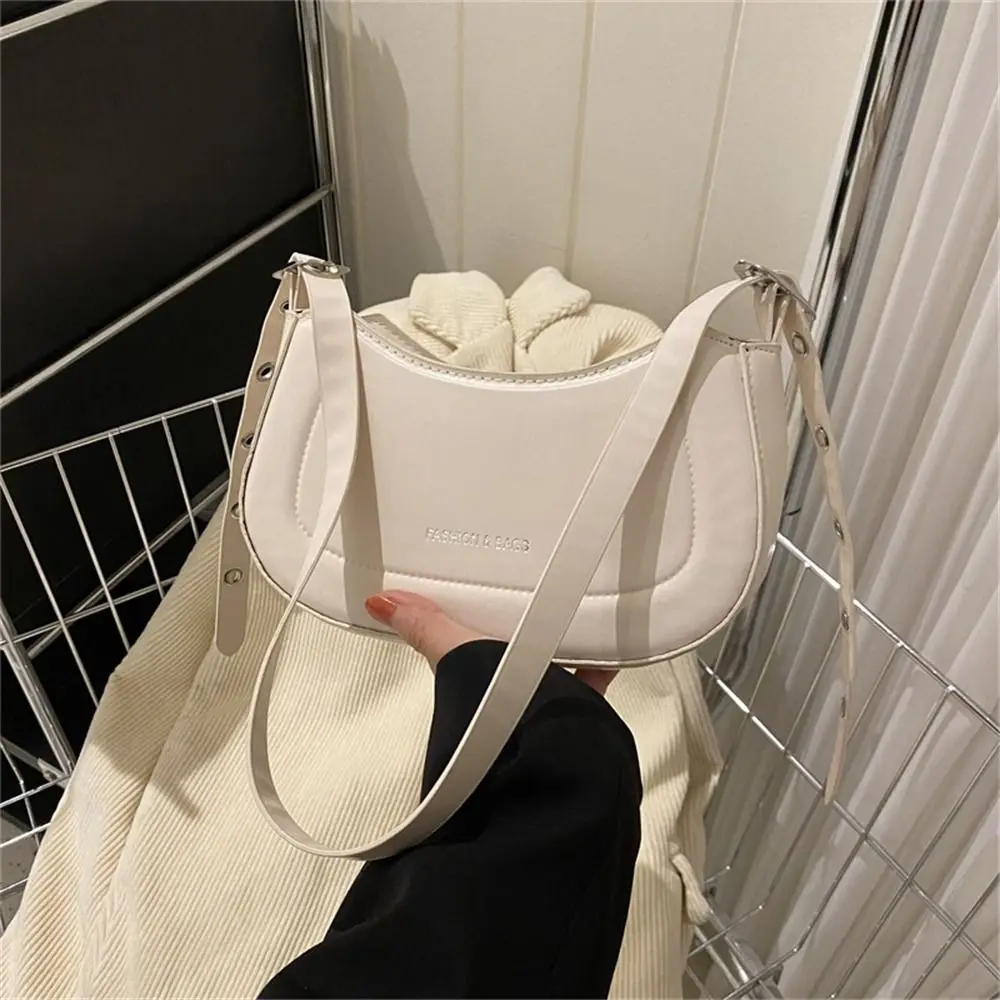 

Solid Color Shoulder Bags Casual PU Lether Large Capacity Underarm Bag Totes Bag Women Female