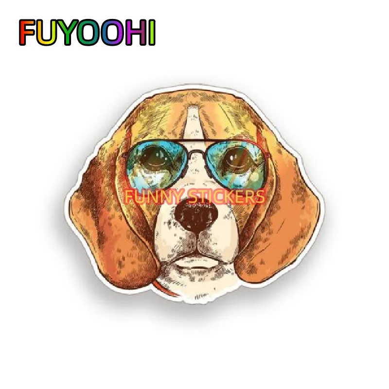 Fuyoohi Beagle Dog Pet Glasses Sticker Laptop Mug Car Window Bumper Decal