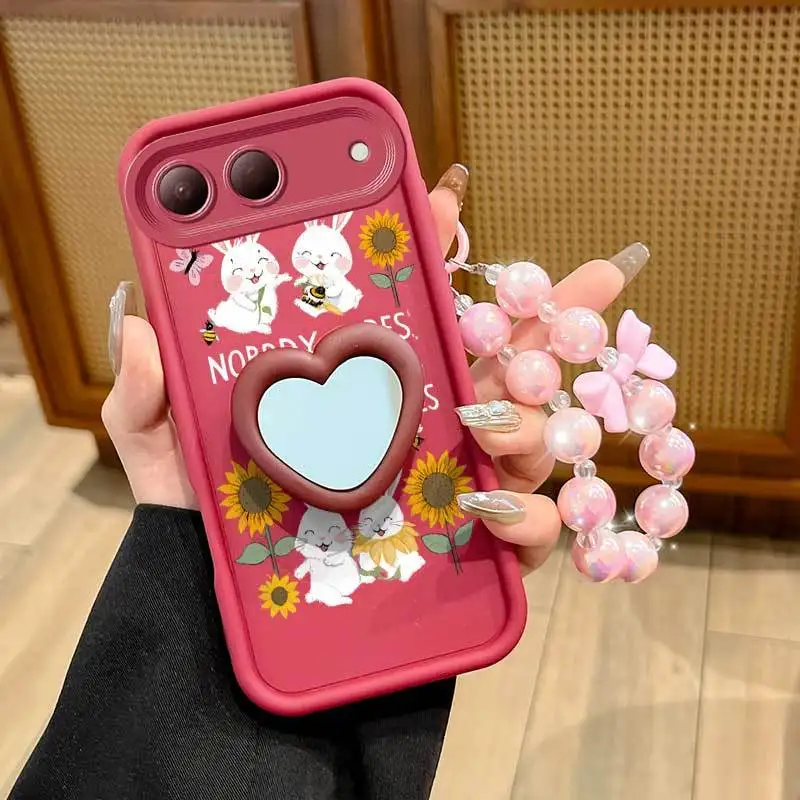3-Piece Happy Rabbit Phone Case Set with Lanyard & Stand