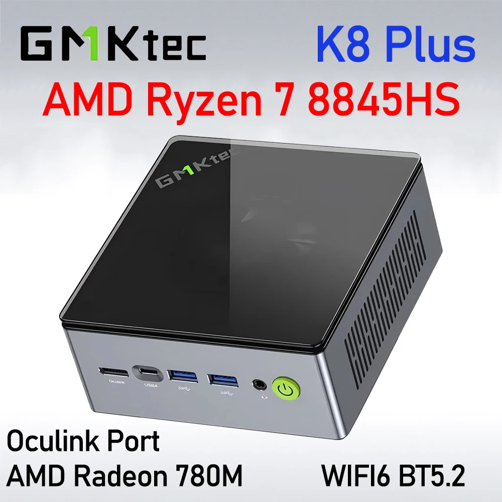 GMKtec K8 Plus AMD Ryzen 7 8845HS MINI PC Oculink Windows 11 Pro DDR5 M.2 2280 SSD WIFI6 BT5.2 ordinateur de bureau Mini PC Gamer