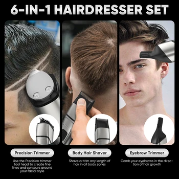 Sejoy MASTER Men's Grooming Kit 5 In 1 Multifunctional Electric Hair Clippers Rechargeable Razor Men Beard Nose Trimmer 6