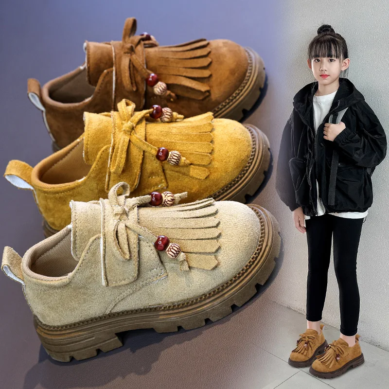 Leather Kids Mary Jane Shoes Non Slip Thick Bottom