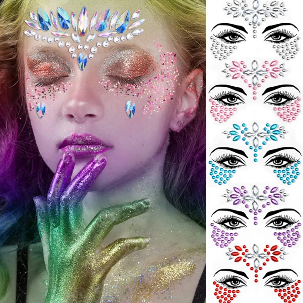 

Акриловые хрустальные наклейки, водостойкие украшения для лица, радужные слезы, искусственные украшения, подходят для вечеринок