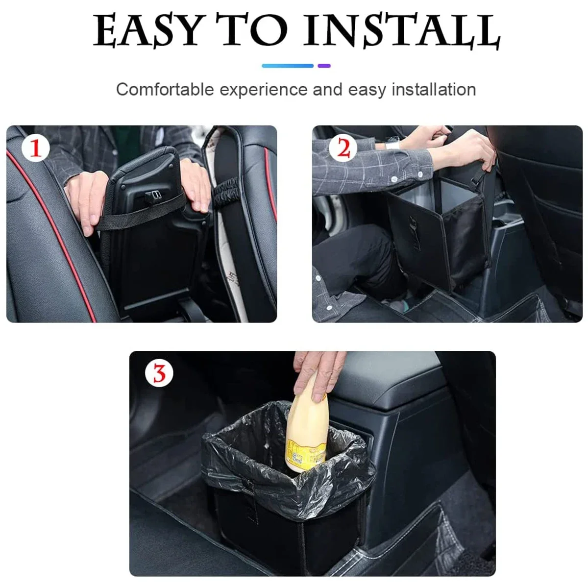 Foldable Car Trash Can 6.58L Car Trash Organizer Bin Portable Hanging Dustbin Storage Bag with Adjustable Strap Waterproof