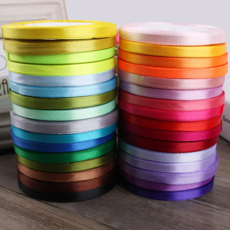 

1/4 Inch Wide Solid Color Narrow Satin Ribbon Polyester Packing Sash mixed Assorted Color Baby Shower Craft Decorator Polyester