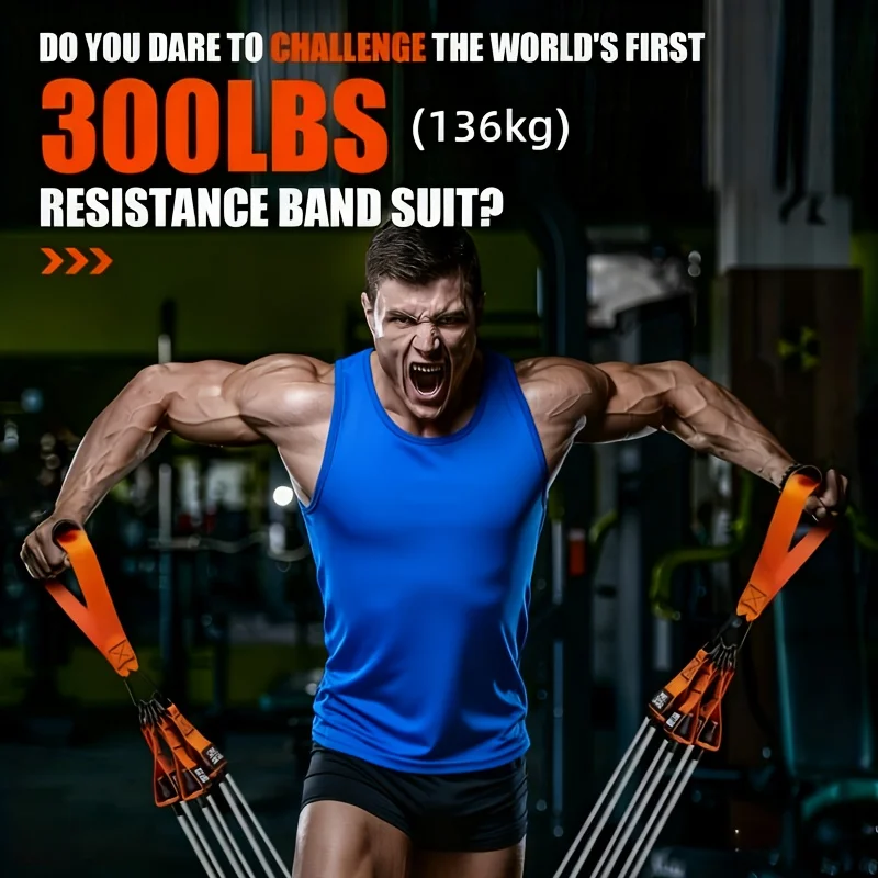 Ultimate 12-Piece Heavy Resistance Band Set with Handles - 300 LBS Latex