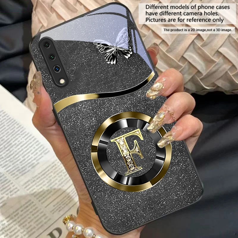 Gold Letter A Badge Glass Phone Case