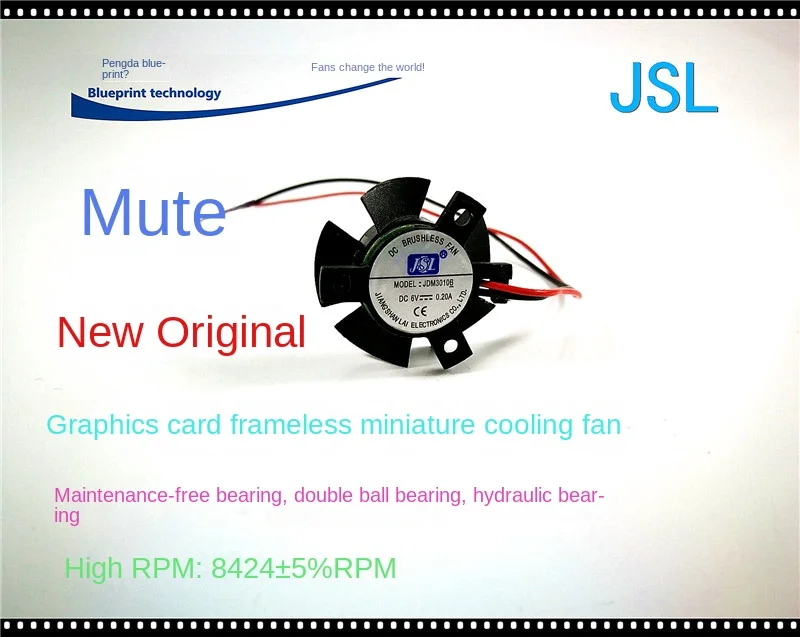 

New 6V 3010 Graphics Card 28 * 10MM 19mm Hole Spacing Double Ball Bearing Frameless Isosceles Cooling Fan