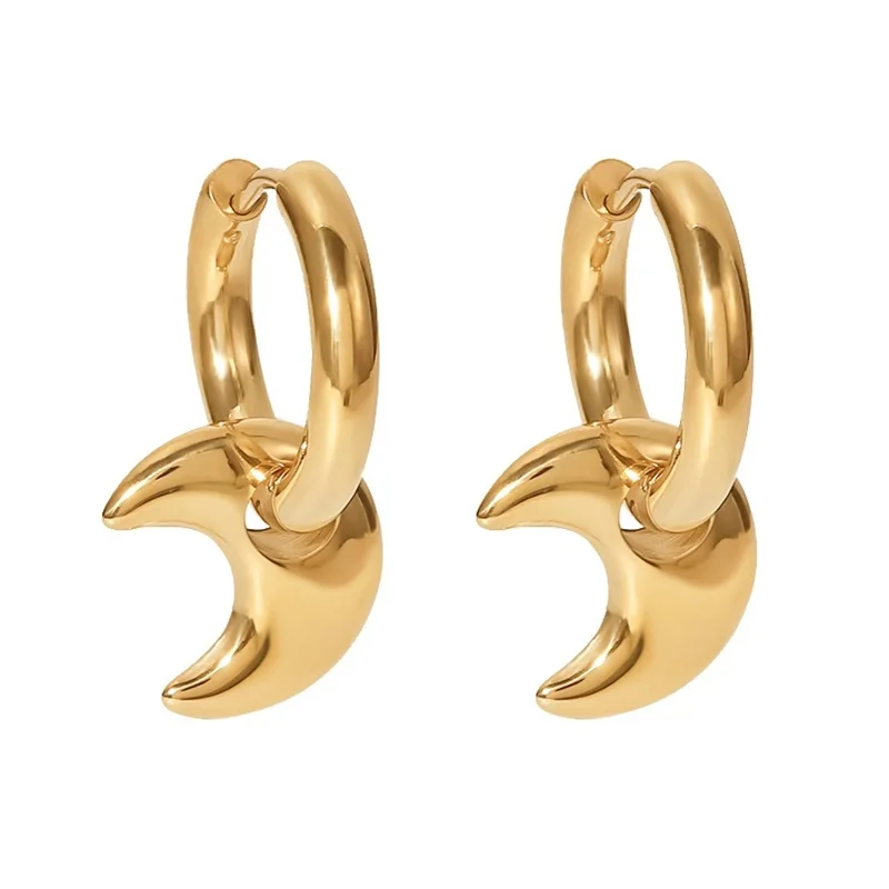 YouthwayDelicateMoonRingPendantEarringsMinimalistMetalTexture