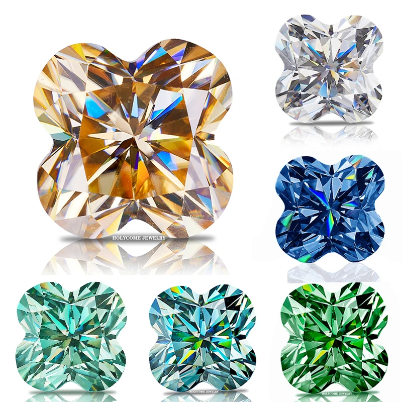 

Multicolor Fancy Four Leaf Clover Flower Shape Moissanite Loose Gemstone VVS1 Excellent Cut Pass Diamonds Test Stone For Jewelry