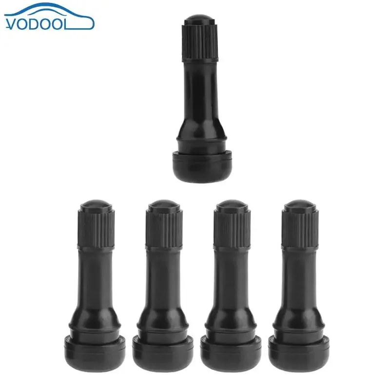 Tire Valve 1pc/4pcs Black TR438 Snap-in Rubber Tubeless Car Wheel with Dust Caps
