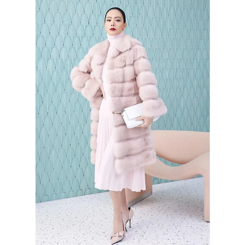 

Women's Fur Coat 2223 Trend Natural Fur Long Pink The Sable Mink Fur Outerwear Jackets Trench Coats New Outdoor Clothes Clothing