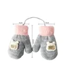 0-4Years Kids Winter Mittens Boys Girls Knitted Gloves Cute Candy Color Children Warm Full Finger Mittens Baby Gloves with Rope 3