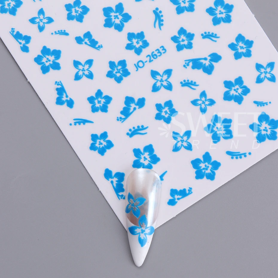 4pcs Hibiscus Flower Nail Art Stickers Autumn Winter Flowers Nail Decals 3D Self-Adhesive Flower Nail Supplies Nail Decorations