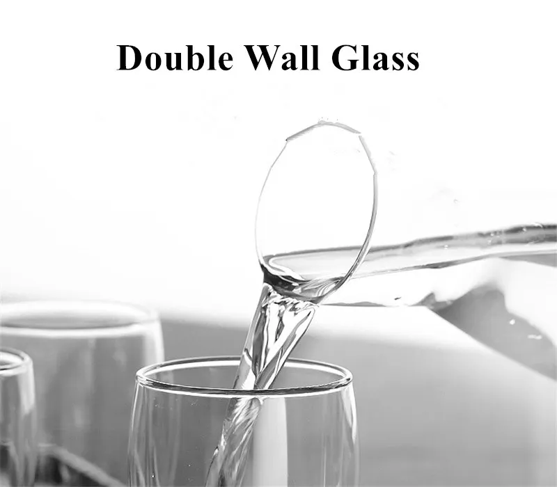 copo de vidro de parede dupla transparente artesanal resistente ao calor copo de bebida de chá mini copo de uísque graus centígrados café expresso