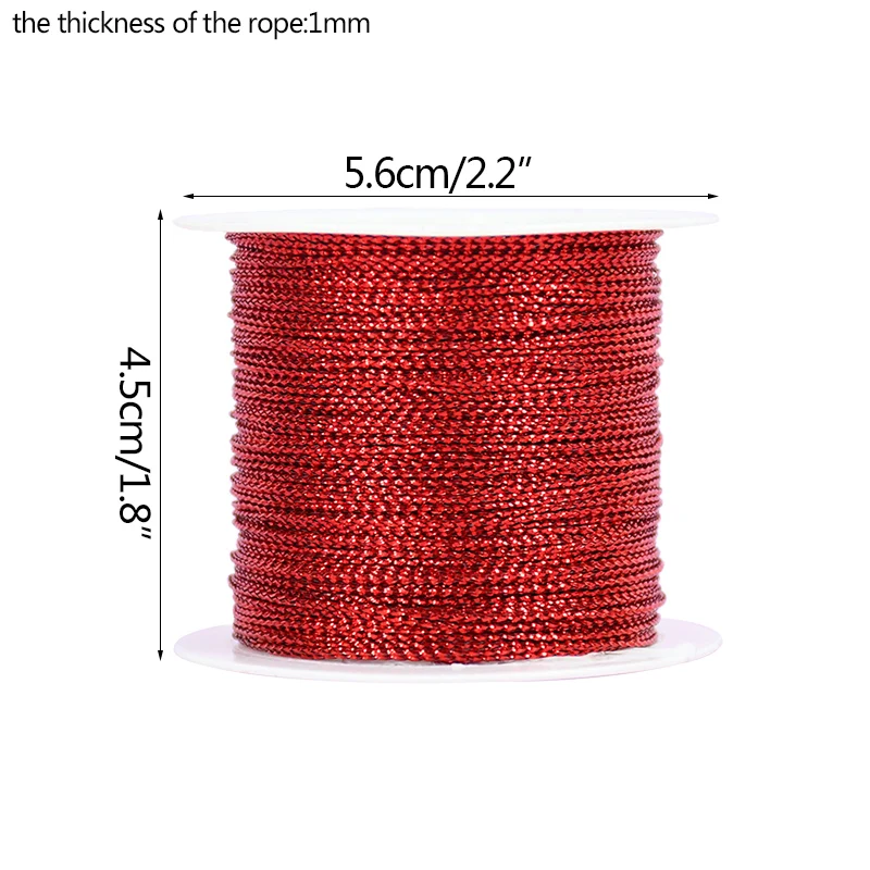 20m Red Gold Cord Thread String Ribbon Line DIY Jewelry Twine Tag Tassel  Making
