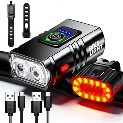 USB Rechargeable Waterproof Bicycle Safety Light - Outdoor Cycling Flashlight (Set C)