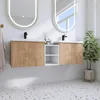 60 Inch Floating Vanity, 60" Bathroom Vanity with Sink, Double Sink Wall Mounted Vanity Combo, Modern Brown Bathroom Vanity Set 1