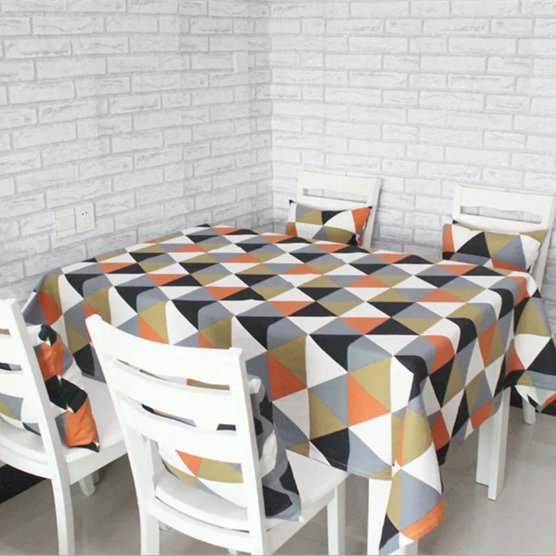 

Geometric round tablecloth triangle stitching colorful summer simple tablecloth