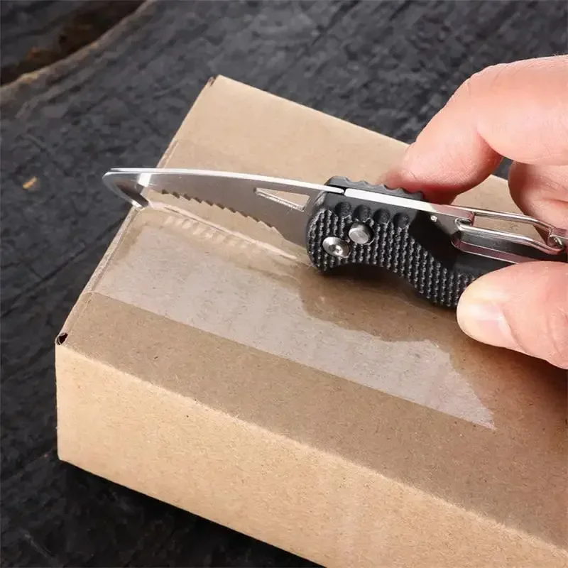 Portable Folding Knife Express Parcel Knife Serrated Hook Cutter Outdoor Camping Survival Tool Box Opener utility knife box cutter cutting knife box opener