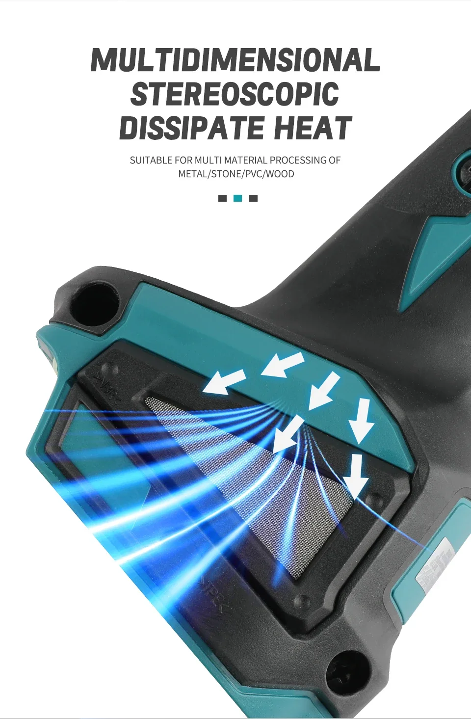 Makita grinder with brushless motor housing visible