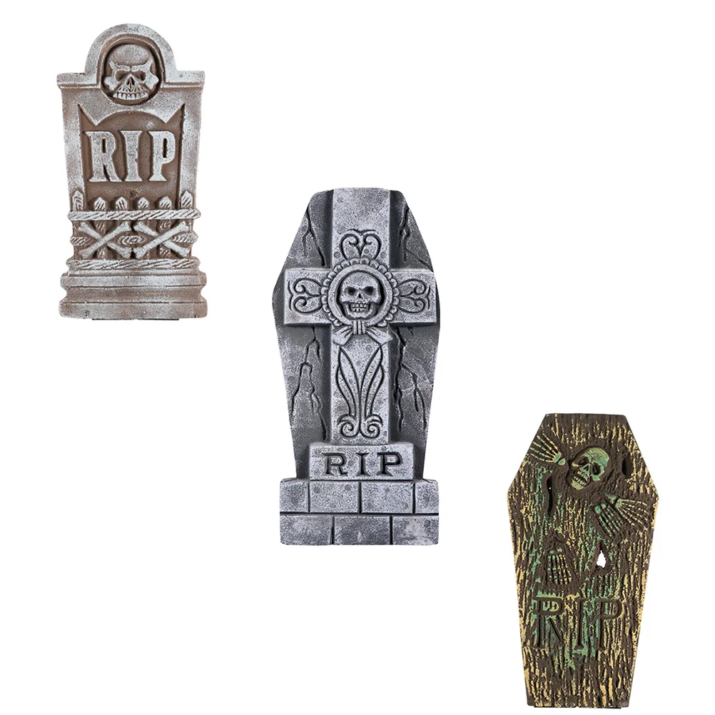 

3 Pcs Tombstone Halloween Artificiales Para Haunted House Decorations Foam