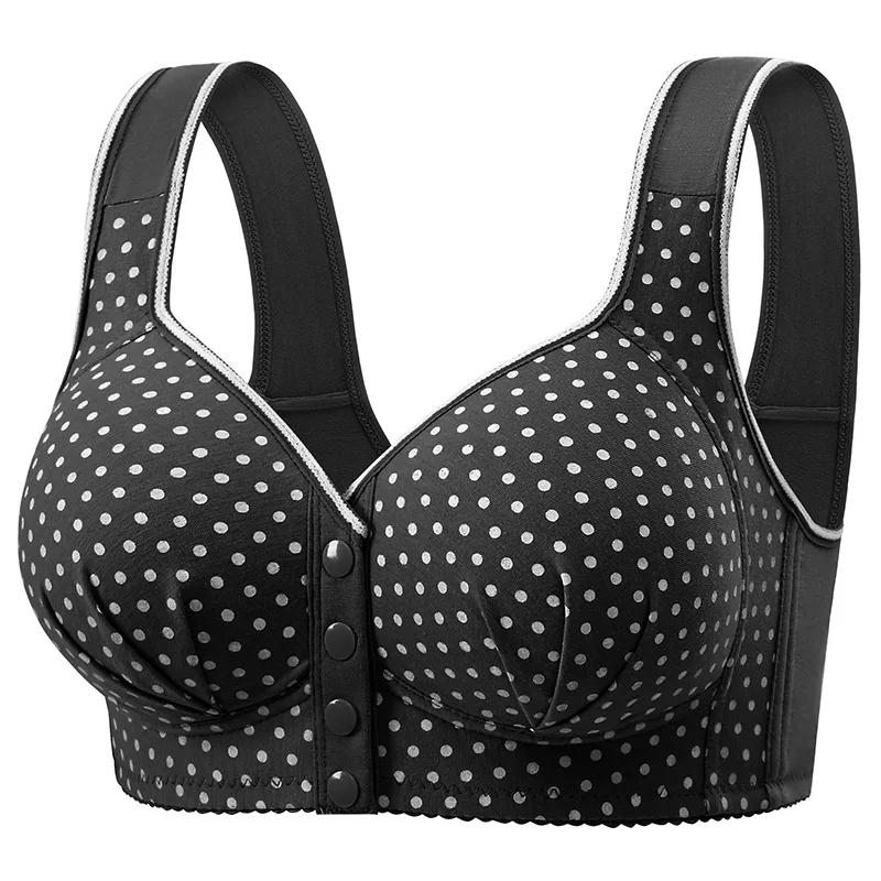 Women's One-piece Bra Fixed Cup Front Buckle Underwear Middle-aged Elderly Women Large-sized Bra Without Steel Rings Vest Bra 5
