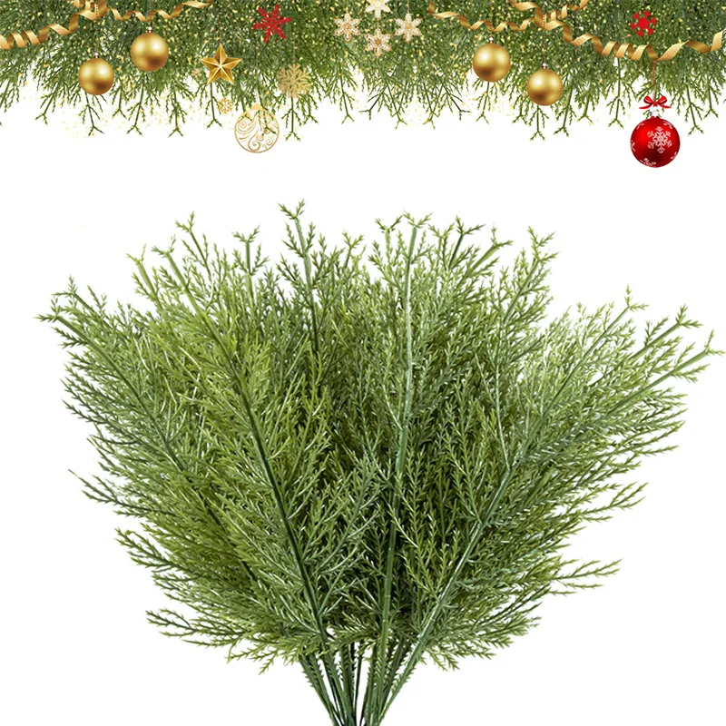 Artificial Faux Cedar Branches-artificial Cedar Sprigs-faux Cedar Pine Stems  Picks For Diy Garland Wreath Christmas Embellishing And Home Garden Decor