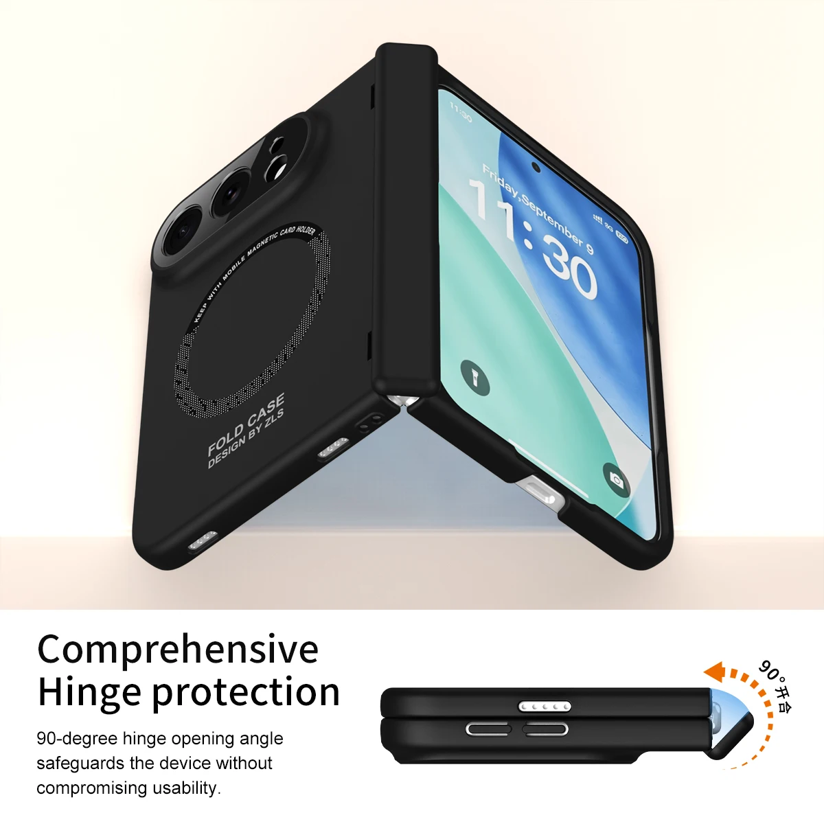 Magnetic Duo Fold Shockproof Case with Screen Protector and Hinge Guard