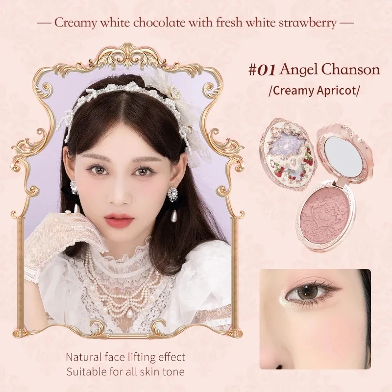 Flower Knows Strawberry Rococo Series Makeup Set Glitter Matte Eyeshadow Palette Blusher Power Velvet Lipstick Kit 5