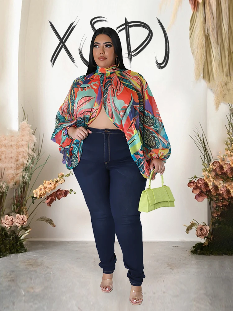 Blusa de gasa de talla grande para mujer, prenda elegante y