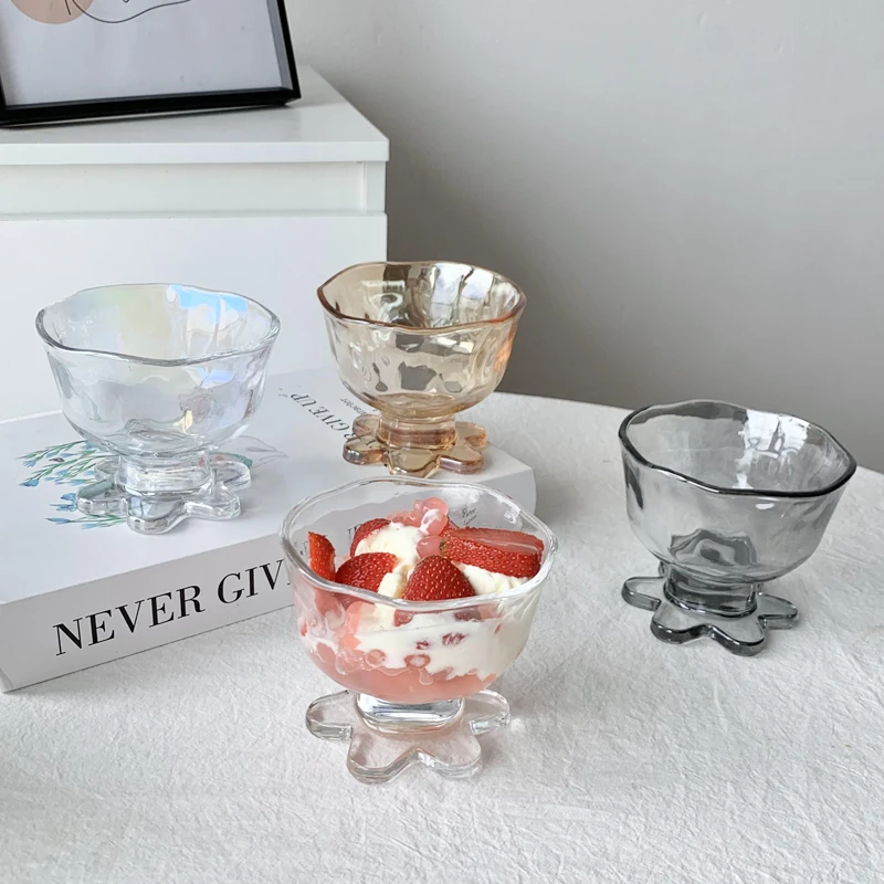 Mushroom Glass Bowls, Morning Salad Cereal Dessert Bowls for