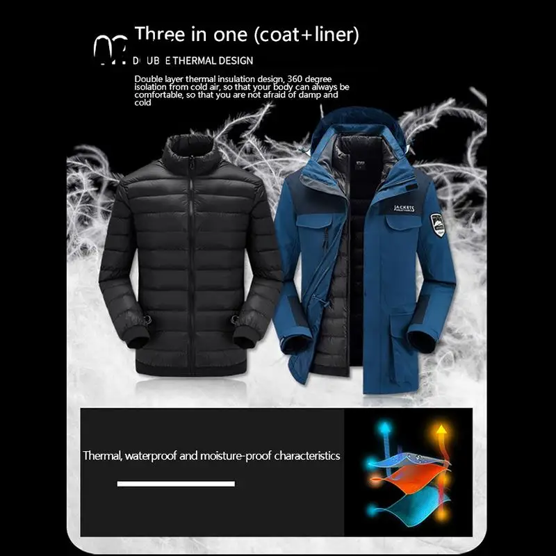 Down jacket liner jacket men's and women's three-in-one two-piece autumn and winter outdoor windproof waterproof warm ski suit