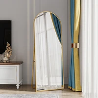 Anajqaqia Зеркало в полный рост 162 × 53 см, арочное напольное зеркало, большое зеркало HD с подставкой для спальни, гостиной, золото/черный — изображение 2