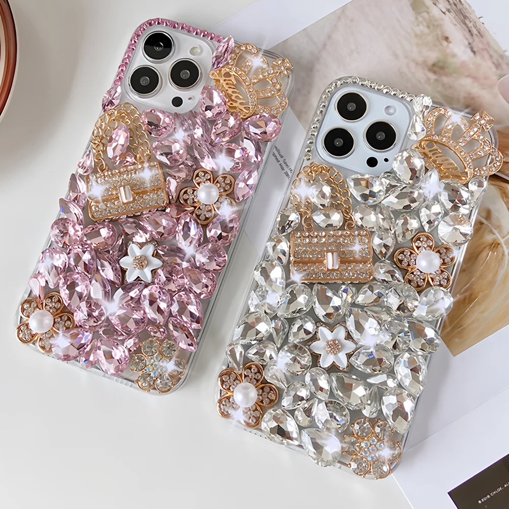 Cases for Samsung Galaxy S25 S24 S23 S22 S21 S20 S10 S9 Ultra Plus FE Note 20 10 Case Diamond Rhinestone Phone Cover Sunjolly