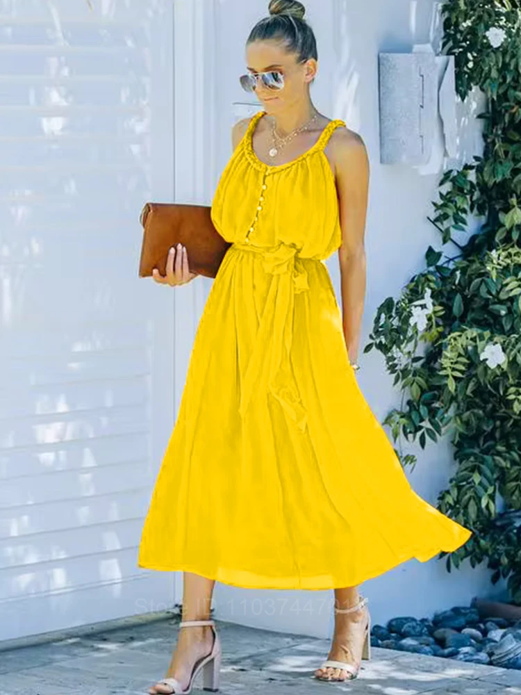 

2024 Women V Neck One Piece Dress Strappy Backless Bow Beachwear Women Party Dresses Casual Summer Clothing Fashion Long Dress