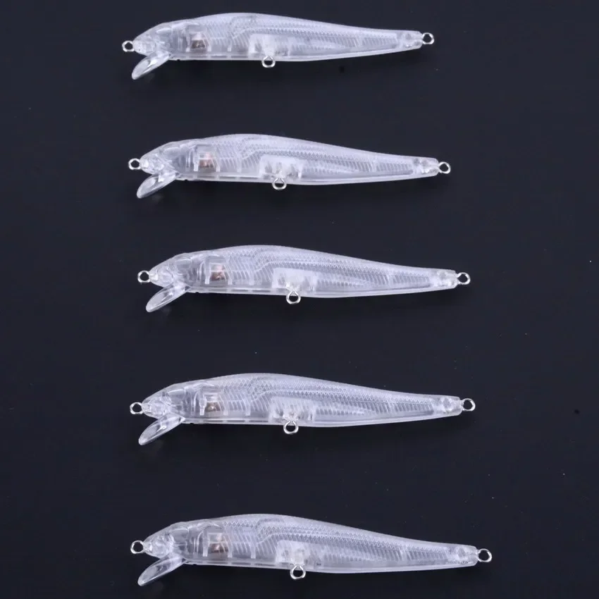 5PCS 종류의 빈 크랭크베이트 Vib Minnow wobbler 도색되지 않은 하드 미끼 낚시 미끼 바디 태클 하드 낚시 미끼