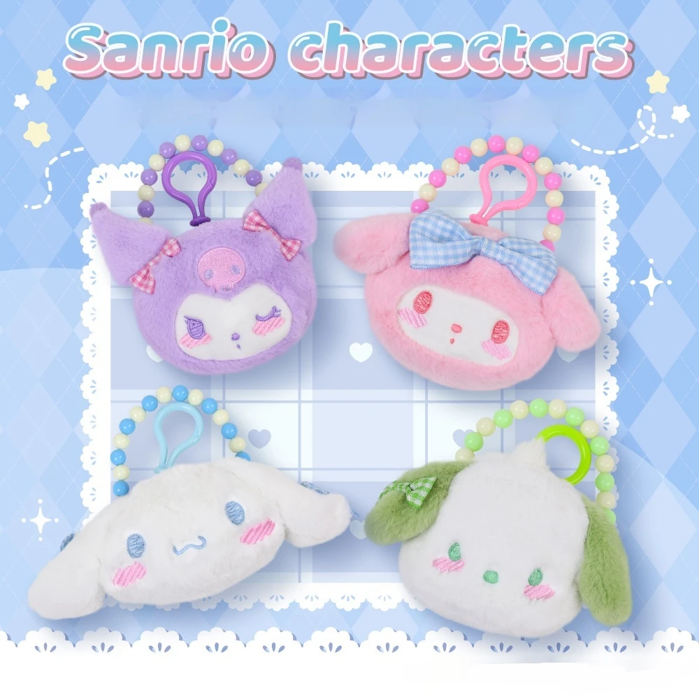 

Sanrio Cartoon Sugar Series Plush Coin Purse Kawaii Melody Cinnamoroll Bead Chain Portable Zipper Storage Bag Girl Wallet Gift