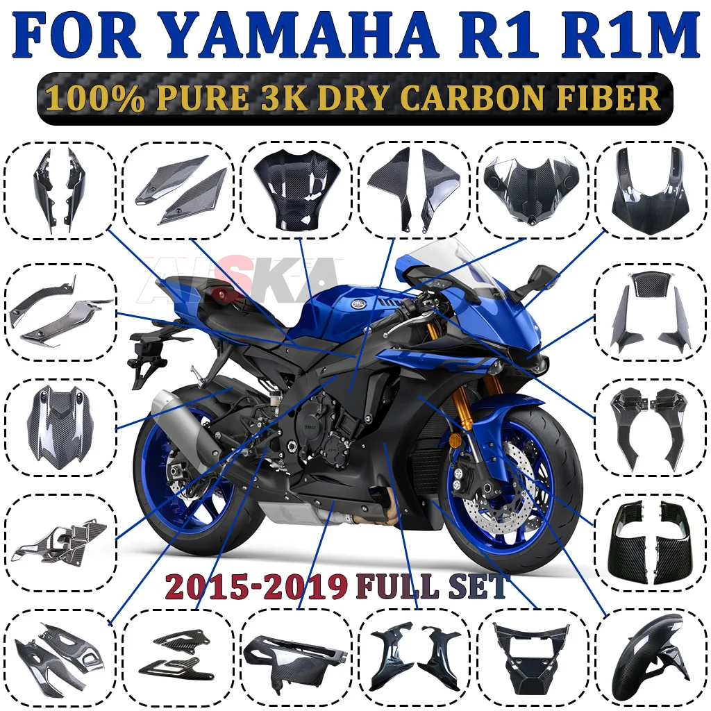 For YAMAHA YZF R1 R1M 2015 - 2019 100% Carbon Fiber Motorcycle Fender