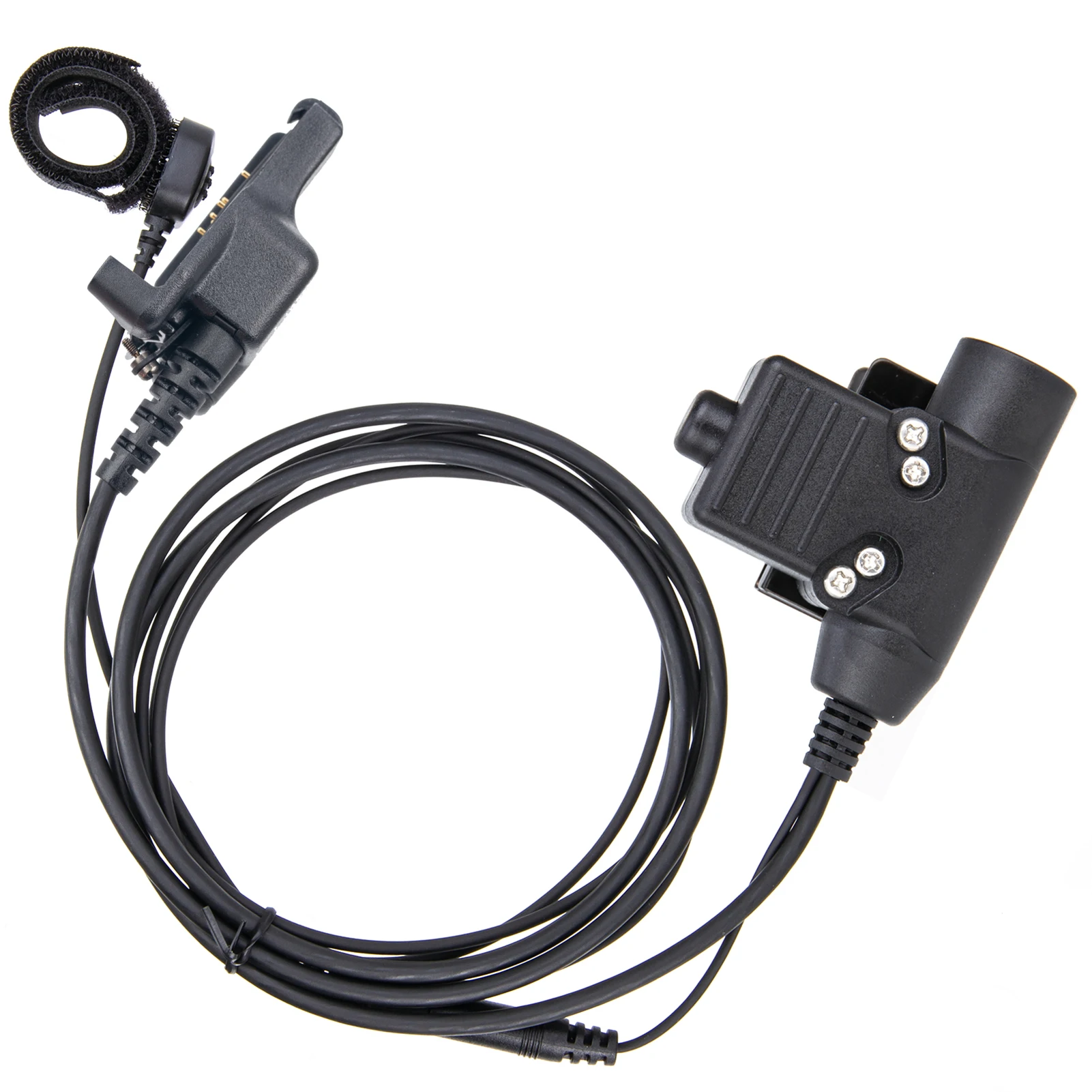 U94 PTT and Finger Microphone PTT with black HD01 Tactical Bowman Elite II Radio Headset Earpiece for MOTOROLA XTS2500
