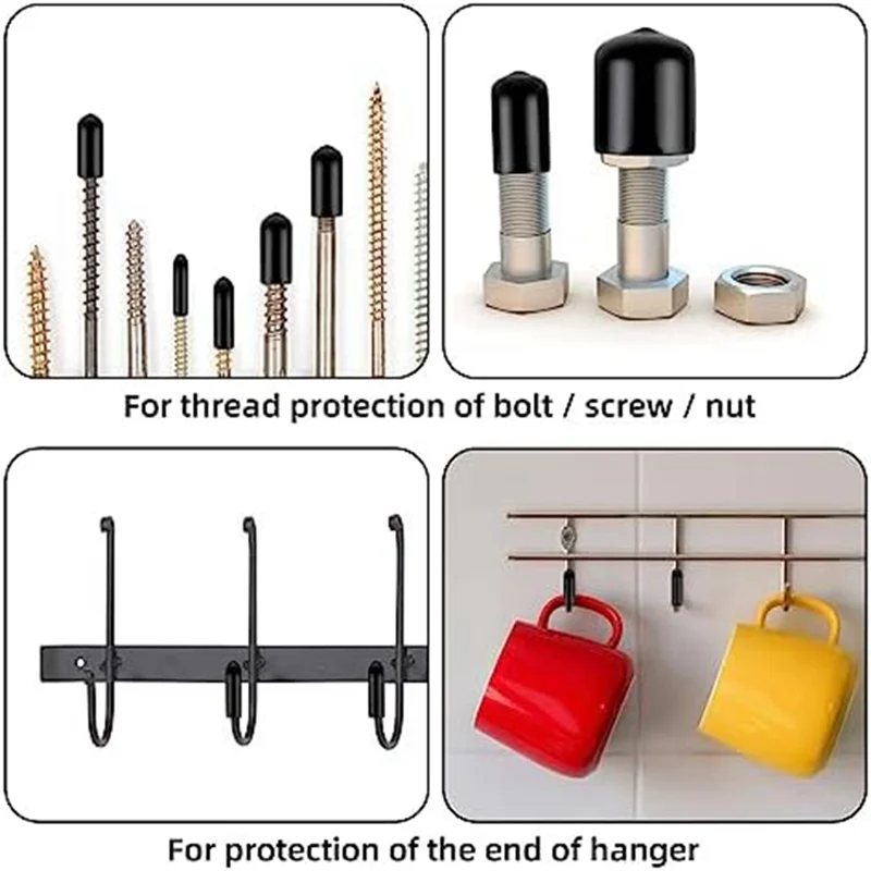 Assorted Size Rubber End Caps Flexible Screw Thread Protector Caps Round Vinyl Bolt Screw Cover Caps in 9 Size For rubber end caps 160Pcs