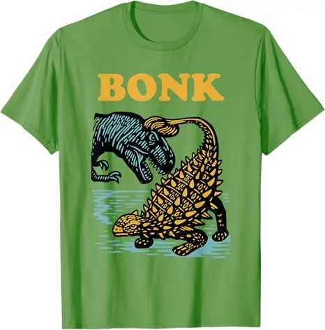 Bonk Dinosaurier Lustiges prähistorisches Humor-Design-T-Shirt Dino-Fans Y2k Art Ästhetische Kleidung Ankylosaurus Tail Strike Graphic Tees – Detail 9