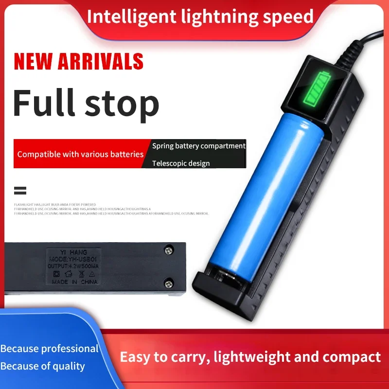 Battery Charger 18650 1-4 Slots Dual Charging 3.7V Rechargeable Lithium USB Charger For 16340 14500 26650