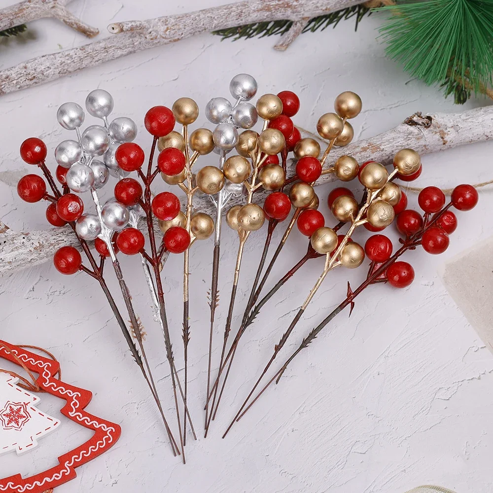1-10Pcs Artificial Red Berry Stems Christmas Holly Berries with 7 Heads  Branches for Christmas Tree Decoration DIY Crafts Wreath - AliExpress