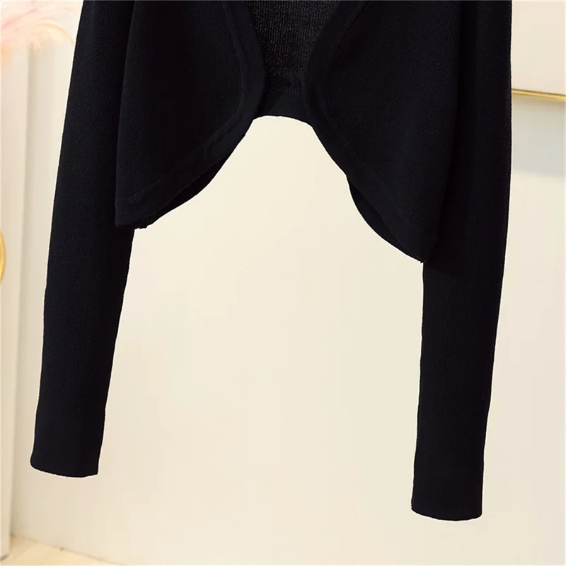 Frauen Achsel zucken solide elegante atmungsaktive Freizeit Cardigans koreanischen Stil All-Match-Schal Tops – Detail 12