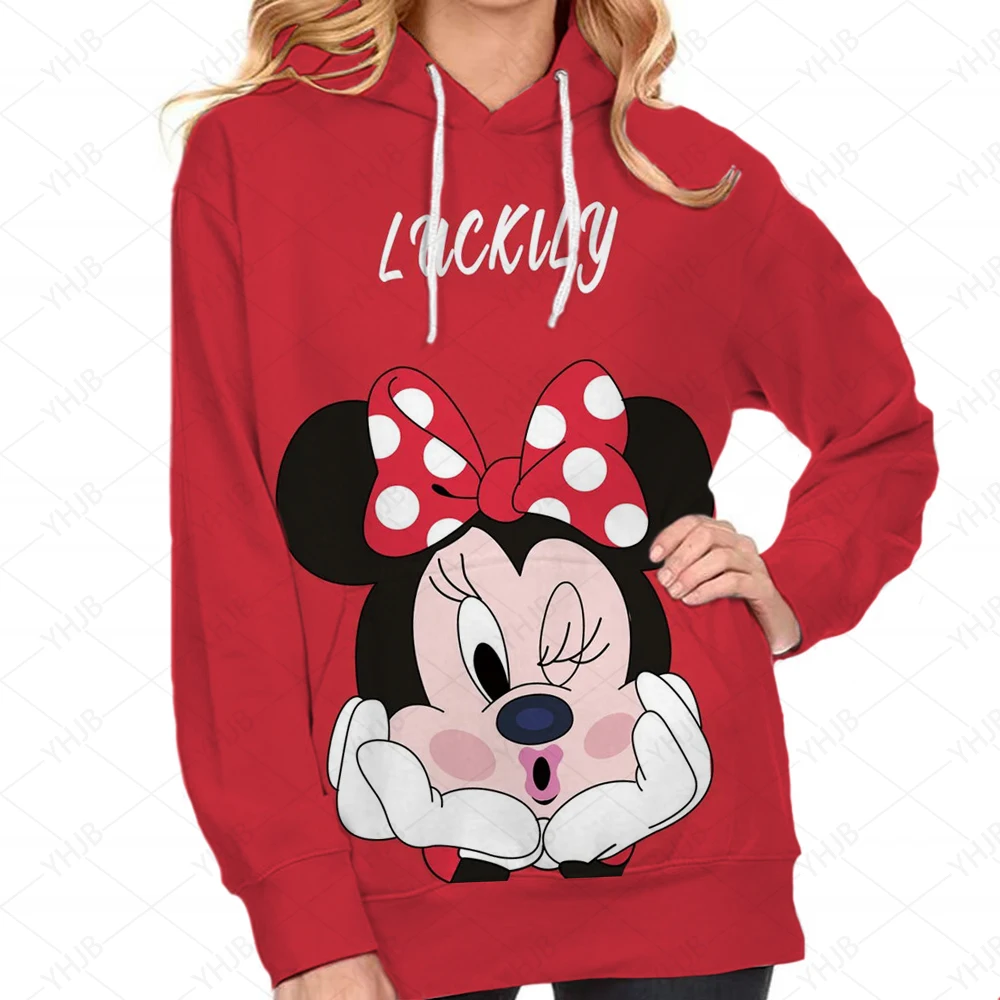 

Disney Hoodies Minnie Mouse Sweatshirt Woman Women Clothing Mickey Men's Top 2024 Women's Fashion Y2k Couple Outfit Hoodie Print