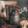 Retro Handle Cup Vase Drinkware Wrought Iron Flower Bucket Vintage English Printing Home Decor Gourmet Photography Props 2