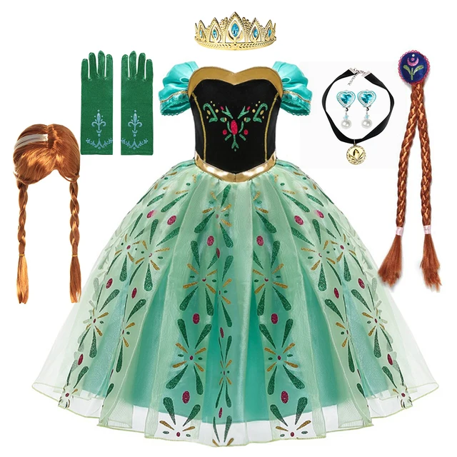 Costume de princesse Anna Cosplay pour enfants, impression complète, robe fantaisie de fête d'anniversaire, de carnaval, de bal, vêtements de jeu de rôle pour tout-petits 1