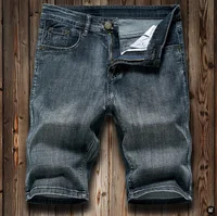 Shorts en jean pour homme été 2026 – Pantalon en denim extensible bleu foncé, design tendance, coupe slim droite, jean court pour homme 2